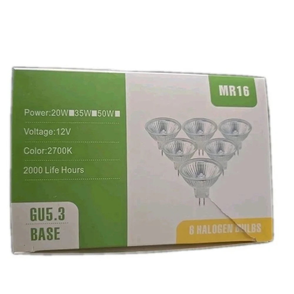 [6 Pack] MR16 5W 120V 35W Halogen Replacement Bulbs GU5.3 Bi-Pin 2700K